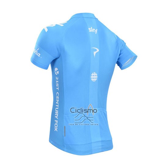 Sky Ropa Ciclismo Culotte Corto 2014 Mangas Cortas Azul y Blanco